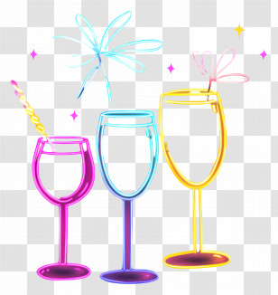 Party Neon - Colorful Neon Glass Cups For Festive Display Transparent PNG
