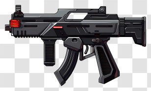 Machine Gun - Black Futuristic Gun In Sci-Fi Style Transparent PNG