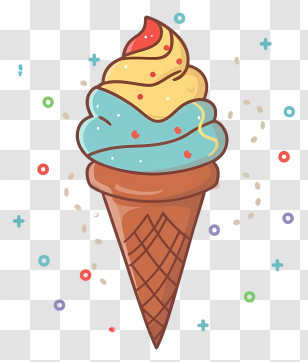 Colorful Ice Cream - Colorful Ice Cream Cone With Sprinkles Transparent PNG
