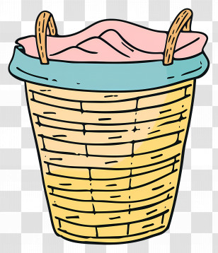 Laundry Basket - Wicker Laundry Basket With Clothes Transparent PNG