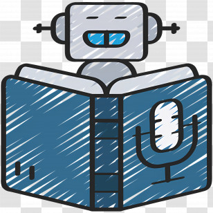 Artificial Intelligence - Robot Reading A Book With Microphone Transparent PNG