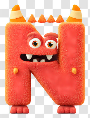 Cute Monster Alphabet N - Red Monster Letter N Character Transparent PNG