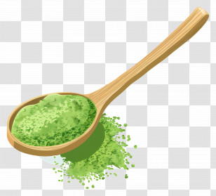 Matcha Powder - Wooden Spoon With Green Powder Transparent PNG