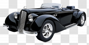 Black Convertible Car - Classic Vintage Car Transparent PNG