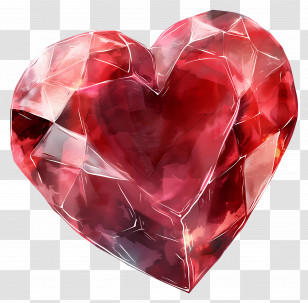 Ruby Heart - Red Crystal Heart Illustration Transparent PNG