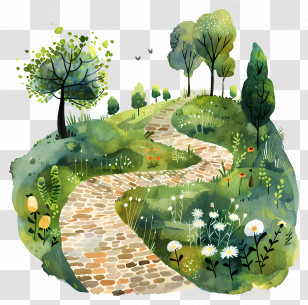 Brick Road - Serene Garden Path Through Nature Transparent PNG