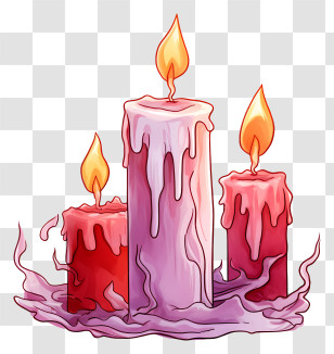Pink Candles - Melting Candles With Glowing Flames Transparent PNG