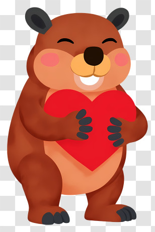 Cartoon Beaver - Beaver Holding Heart Cartoon Transparent PNG