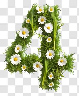 Number 4 Flowers - Number Four In Floral Style Transparent PNG