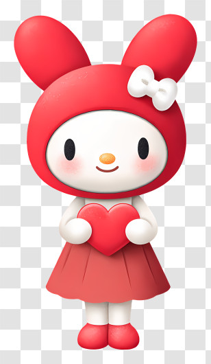 My Melody Holding A Heart - Cute Bunny Holding A Heart Transparent PNG