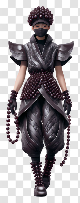 Avant Garde Fashion - Futuristic Warrior With Beads Transparent PNG