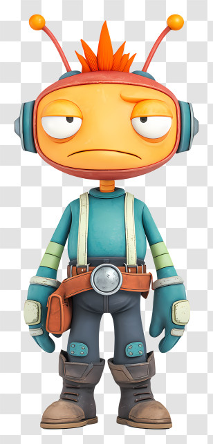 Boltar - Grumpy Orange Robot Mechanic Transparent PNG