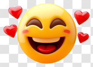 Smile Emoji - Smiling Emoji With Hearts Expressing Love Transparent PNG
