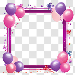 Birthday Frame
 - Colorful Balloon Frame With Purple And Pink Design Transparent PNG