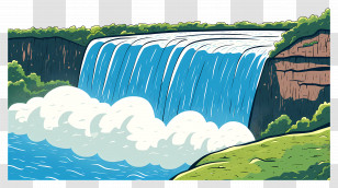 Niagara Falls - Beautiful Illustration Of A Nature Waterfall Scene Transparent PNG