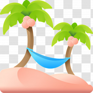 Summer Vacation - Hammock Between Palm Trees On A Beach Transparent PNG
