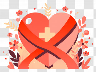 World Aids Day - Heart With Medical Ribbon For Healthcare Awareness Transparent PNG