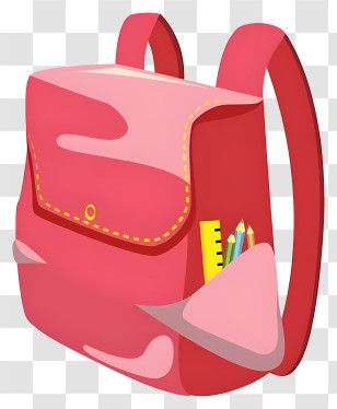 Backpack - Pink Backpack With School Supplies Transparent PNG