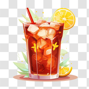 Ice Tea
 - Glass Of Iced Tea With Lemon Illustration Transparent PNG