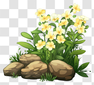 Green Plant - Yellow Flower Garden Illustration Transparent PNG