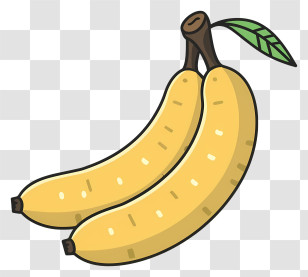 Banana - Cartoon Drawing Of Bananas With Leaf Transparent PNG