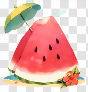 Watermelon Slice - Decorative Watermelon Slice With An Umbrella Transparent PNG