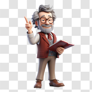 Professor - Cartoon Elderly Professor Holding A Book Illustration Transparent PNG