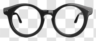 Black Eyeglasses - Black Round Frame Eyeglasses Transparent PNG