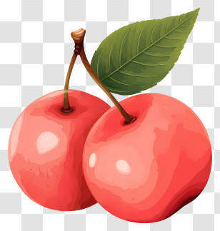 Cherries - Red Cherry Illustration With Leaves Transparent PNG