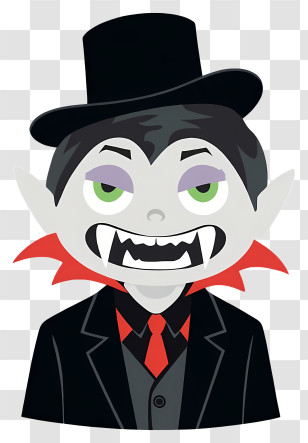 Halloween Vampire - Cartoon Vampire With Top Hat Transparent PNG