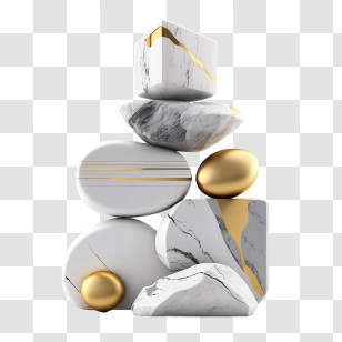 Marble Stones - Stacked Marble And Gold Stones Transparent PNG