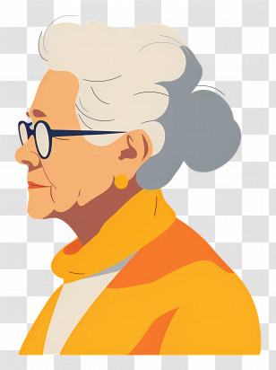 Old Woman - Elderly Woman In Profile With Glasses Transparent PNG