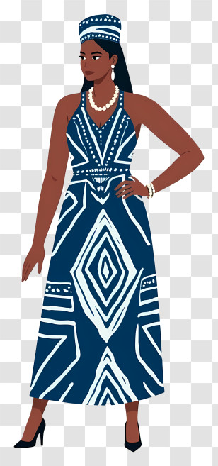 South Africa People - Blue Patterned Traditional Dress Transparent PNG