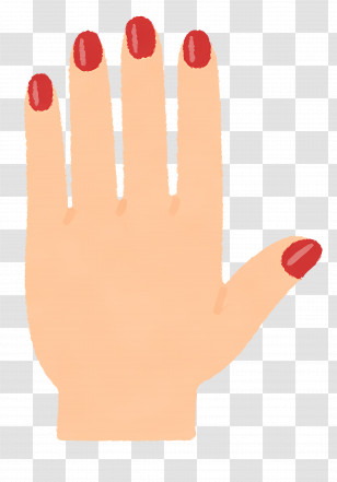 Hand - Illustration Of Hand With Red Nails Transparent PNG