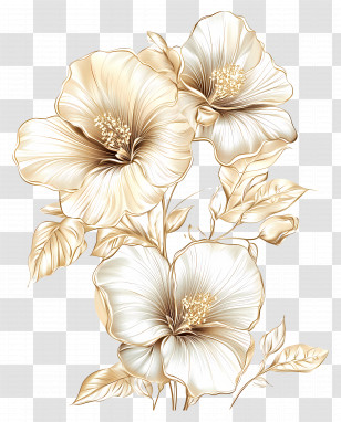 Golden Ornamental Corner - Beautiful Golden Floral Design Transparent PNG