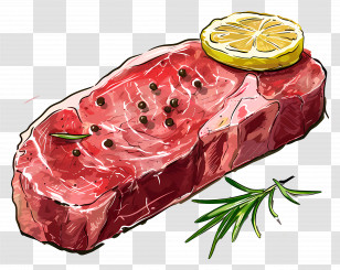 Raw Steak - Delicious Grilled Steak With Lemon And Peppercorns Transparent PNG