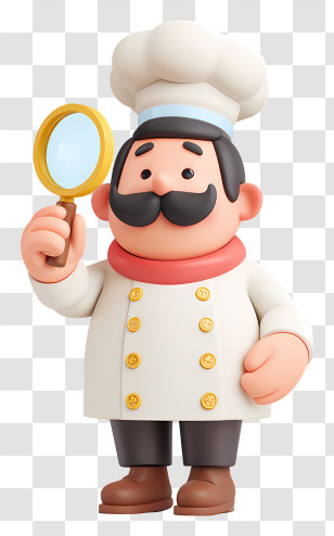 Chef Holding Magnifying Glass - Detective Chef With Magnifying Glass Transparent PNG