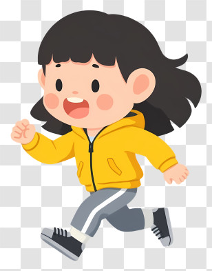 Running Woman - Running Child In Yellow Hoodie Transparent PNG