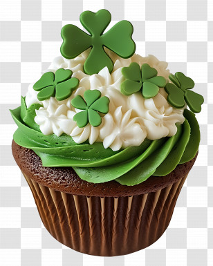 St Patricks Day Cupcake - Green Shamrock Cupcake Transparent PNG