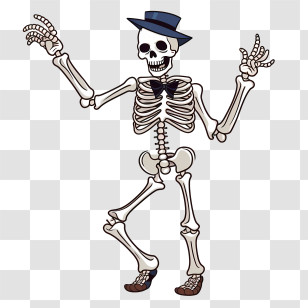 Halloween Skeleton - Dancing Skeleton With Hat For Day Of The Dead Celebration Transparent PNG