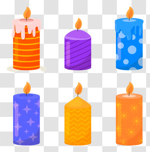 Candles - Colorful Decorative Candles With Unique Patterns Transparent PNG