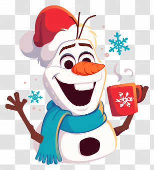 Frozen Olaf - Snowman Enjoying A Hot Drink Transparent PNG