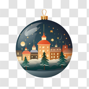 Christmas Ball - Christmas Ornament Featuring A Nighttime Cityscape Transparent PNG