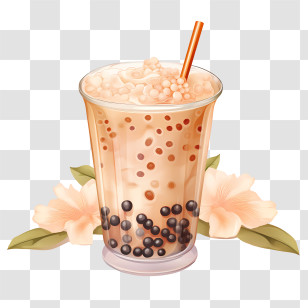 Bubble Milk Tea - Bubble Tea With Tapioca Pearls Transparent PNG