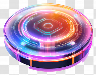Holographic Dial - Futuristic Colorful Disc Transparent PNG