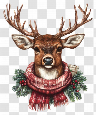Christmas Deer - Festive Deer Illustration With Christmas Sweater Transparent PNG