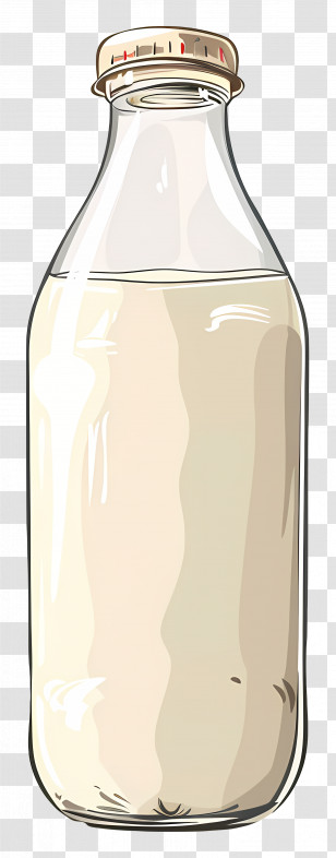 Milk Bottle - Glass Milk Bottle With Fresh Milk Transparent PNG