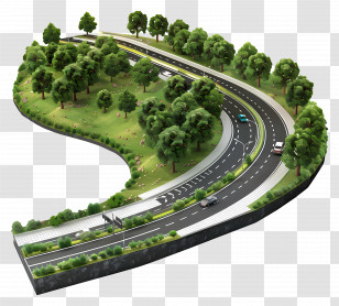 Road - Curved Road With Trees Transparent PNG