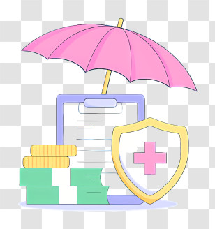 Pink Umbrella - Insurance Protection Illustration With Shield And Umbrella Transparent PNG