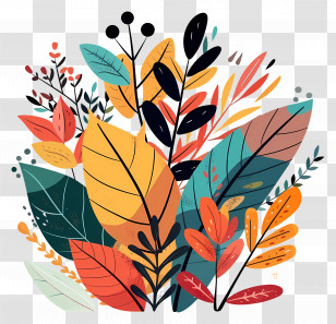 Autumn Foliage - Colorful Autumn Leaves Illustration Transparent PNG